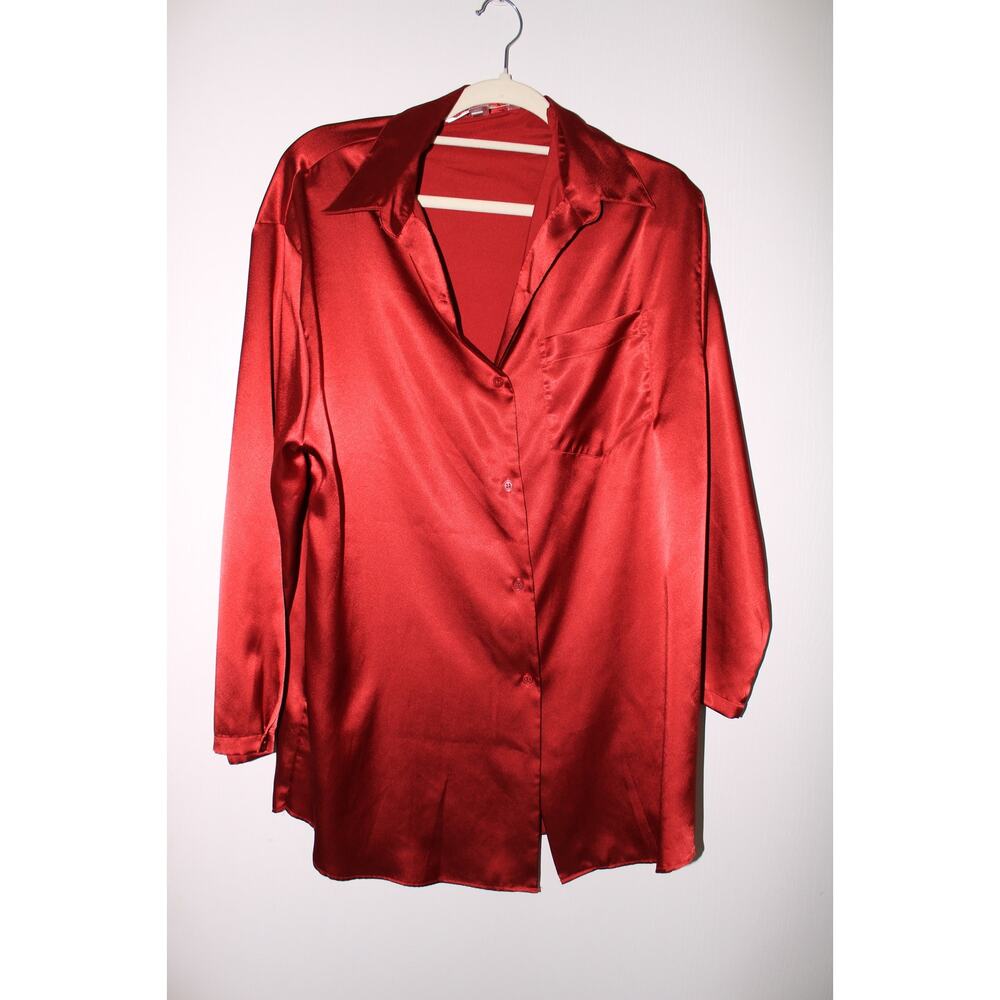 Victoria Secret Red Satin Sleep Long Sleeve Size M
